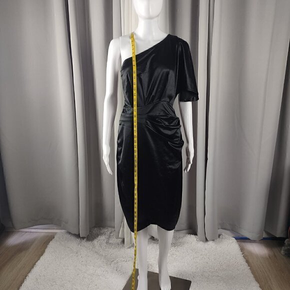 Ladmous Black Off The Shoulder Bat Sleeve Ruched Bodycon Mini Dress Size M (NWT) - Picture 5 of 13